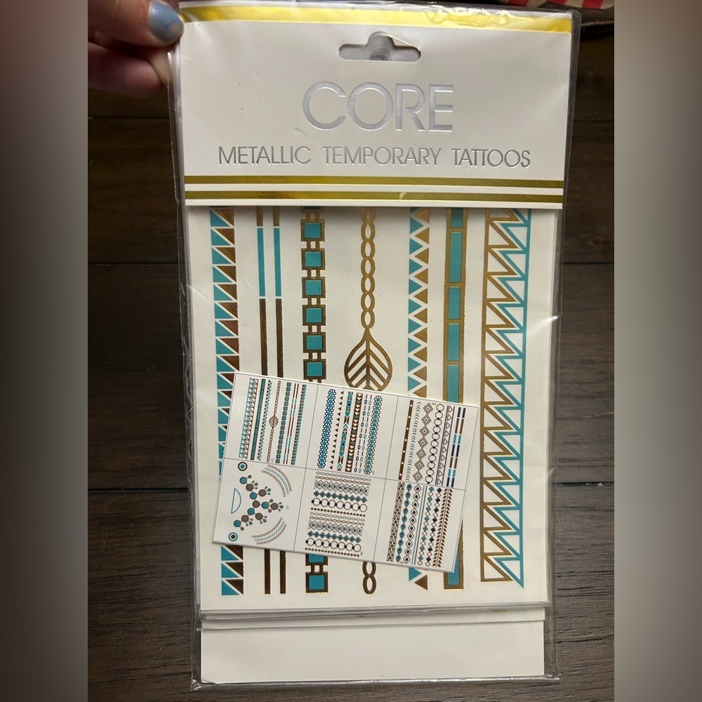 Core Metallic Temporary Tattoos in Gold and Blue